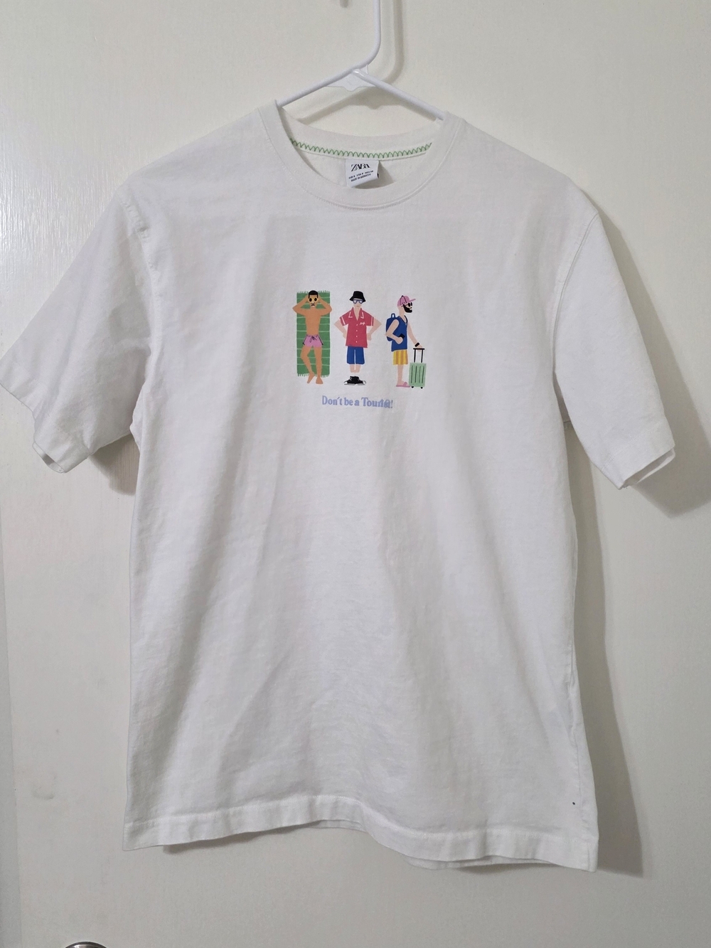 Zara White Graphic Tee, Don't be a Tourist